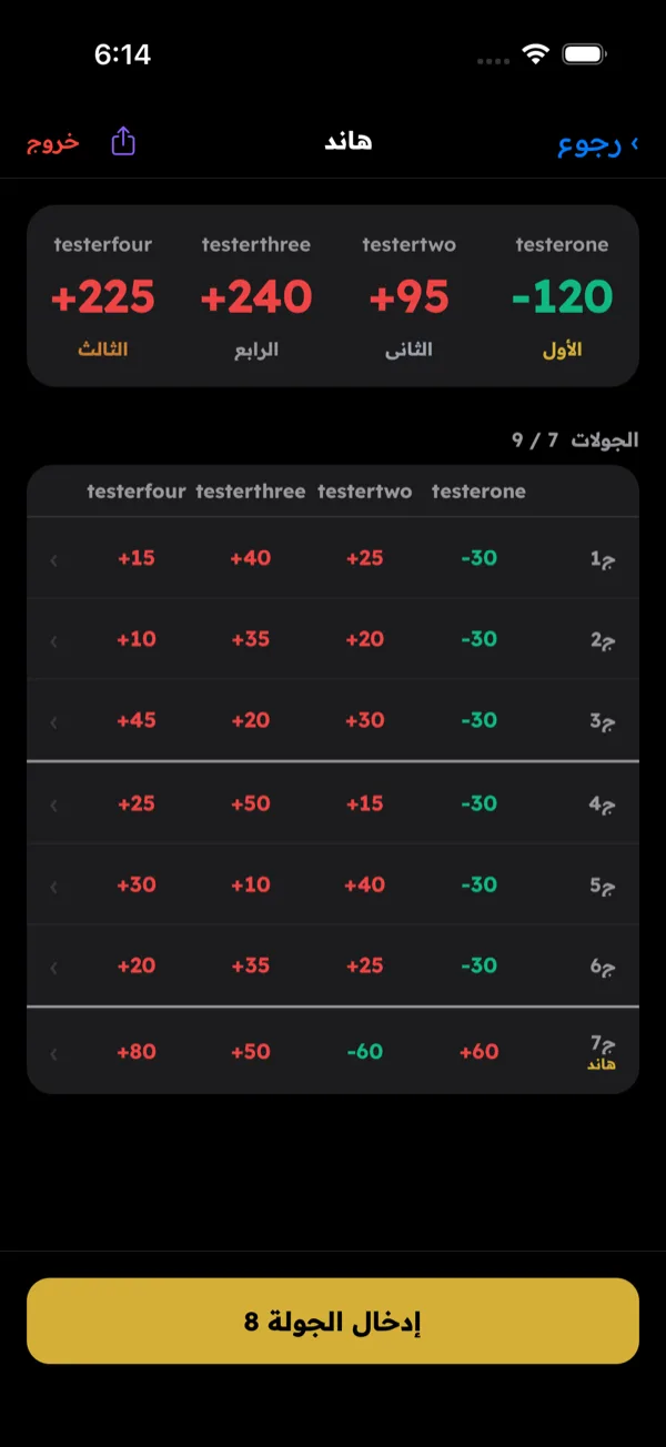 هاند — تابع النتيجة الجارية