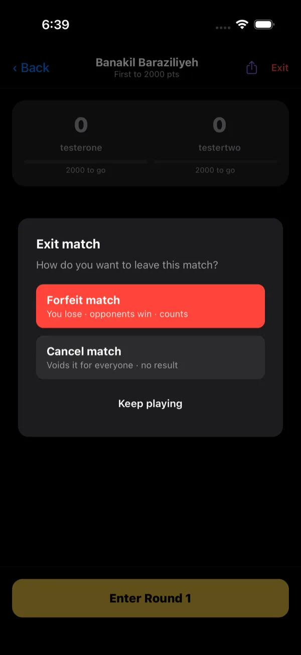 Trix Complex — Leaving a match early