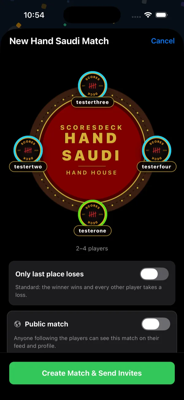 Hand Saudi — Seat the players