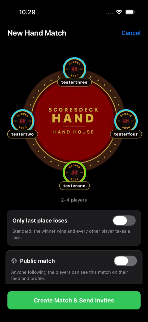 Hand — Seat the players