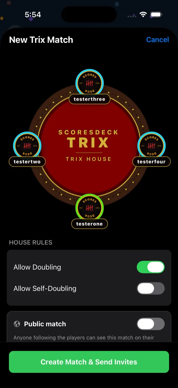 Trix — Seat the players